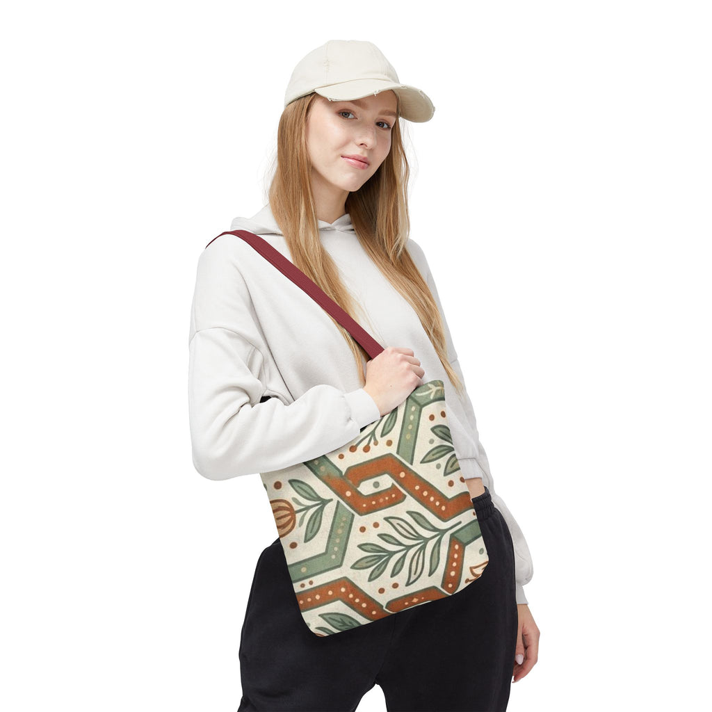 Floral Tile Pattern Tote Bag — Boho Vintage Botanical AOP Tote