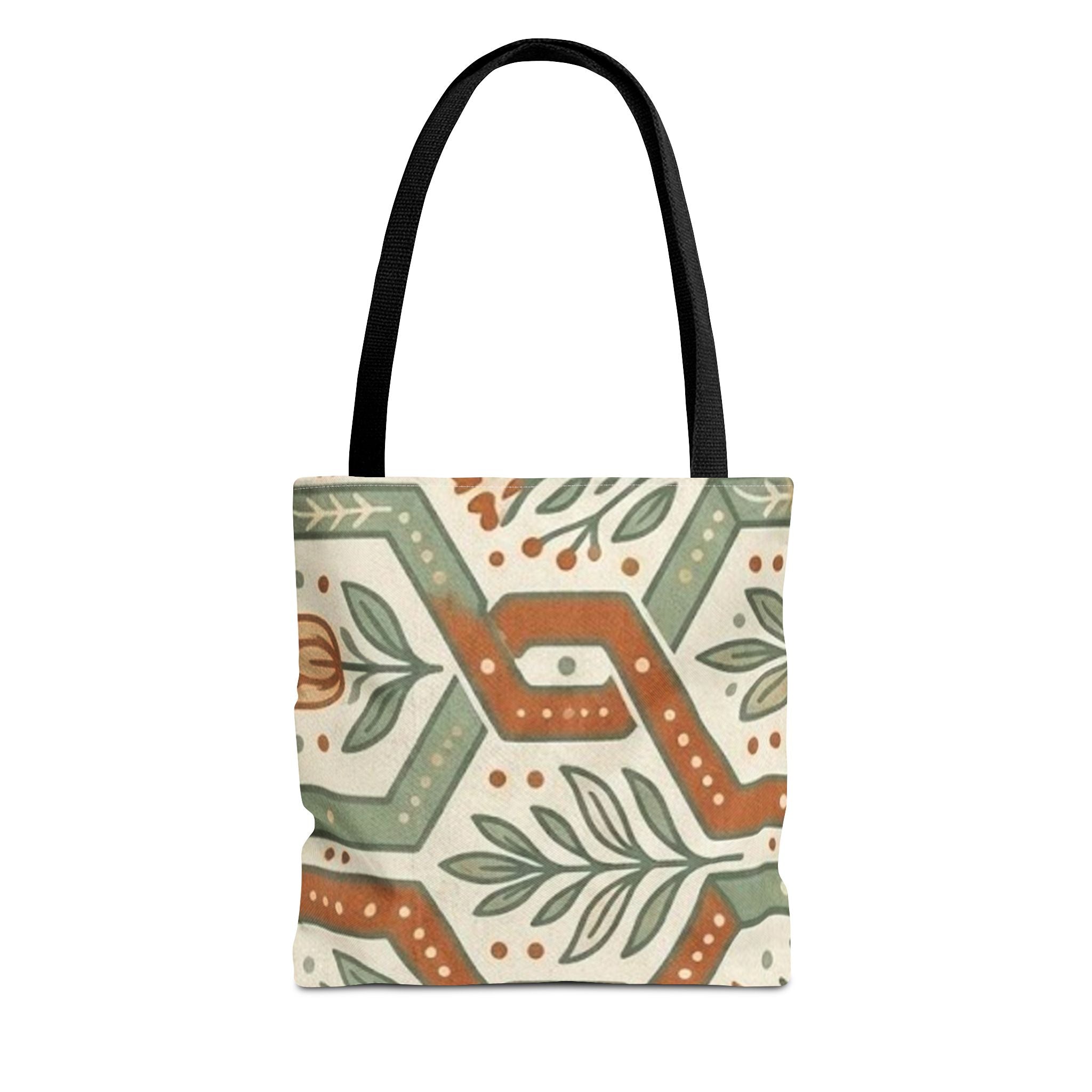 Floral Tile Pattern Tote Bag — Boho Vintage Botanical AOP Tote