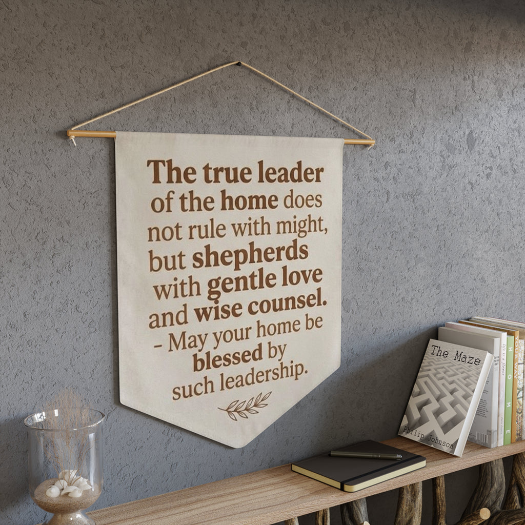 Pennant Wall Banner — "The true leader of the home..." Inspirational Home Leadership Quote
