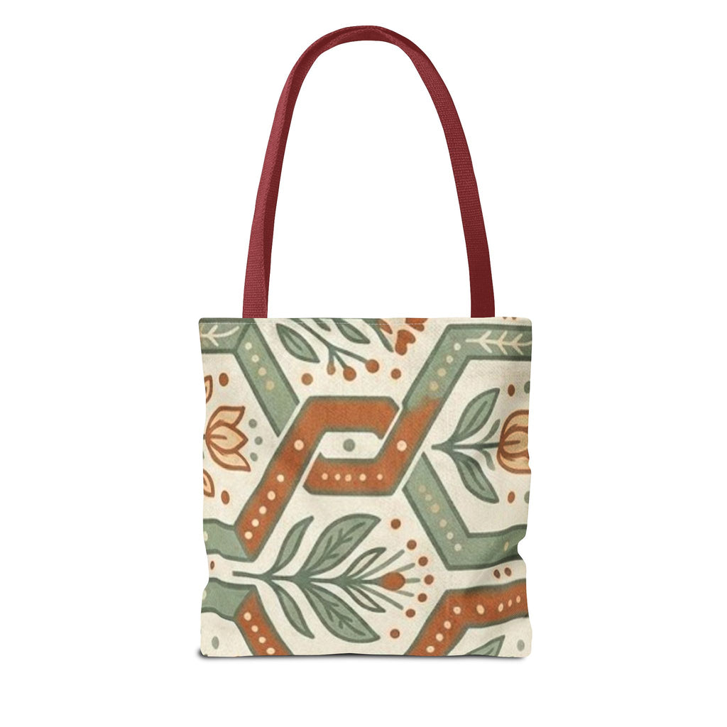 Floral Tile Pattern Tote Bag — Boho Vintage Botanical AOP Tote