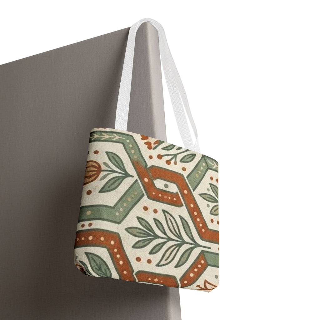 Floral Tile Pattern Tote Bag — Boho Vintage Botanical AOP Tote