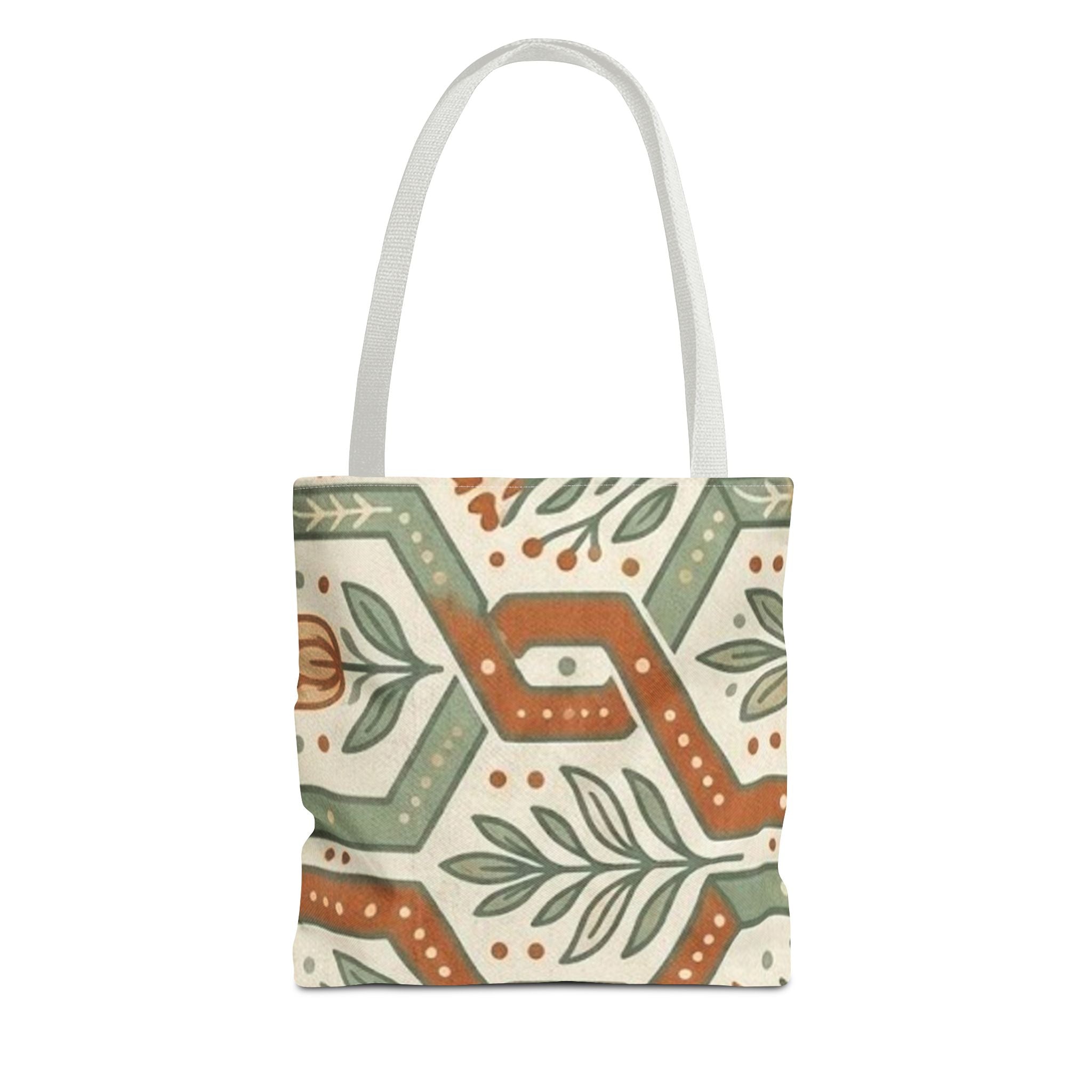 Floral Tile Pattern Tote Bag — Boho Vintage Botanical AOP Tote