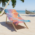Tropical Watercolor Beach Towel – Pastel Palm & Hibiscus Nautical Design