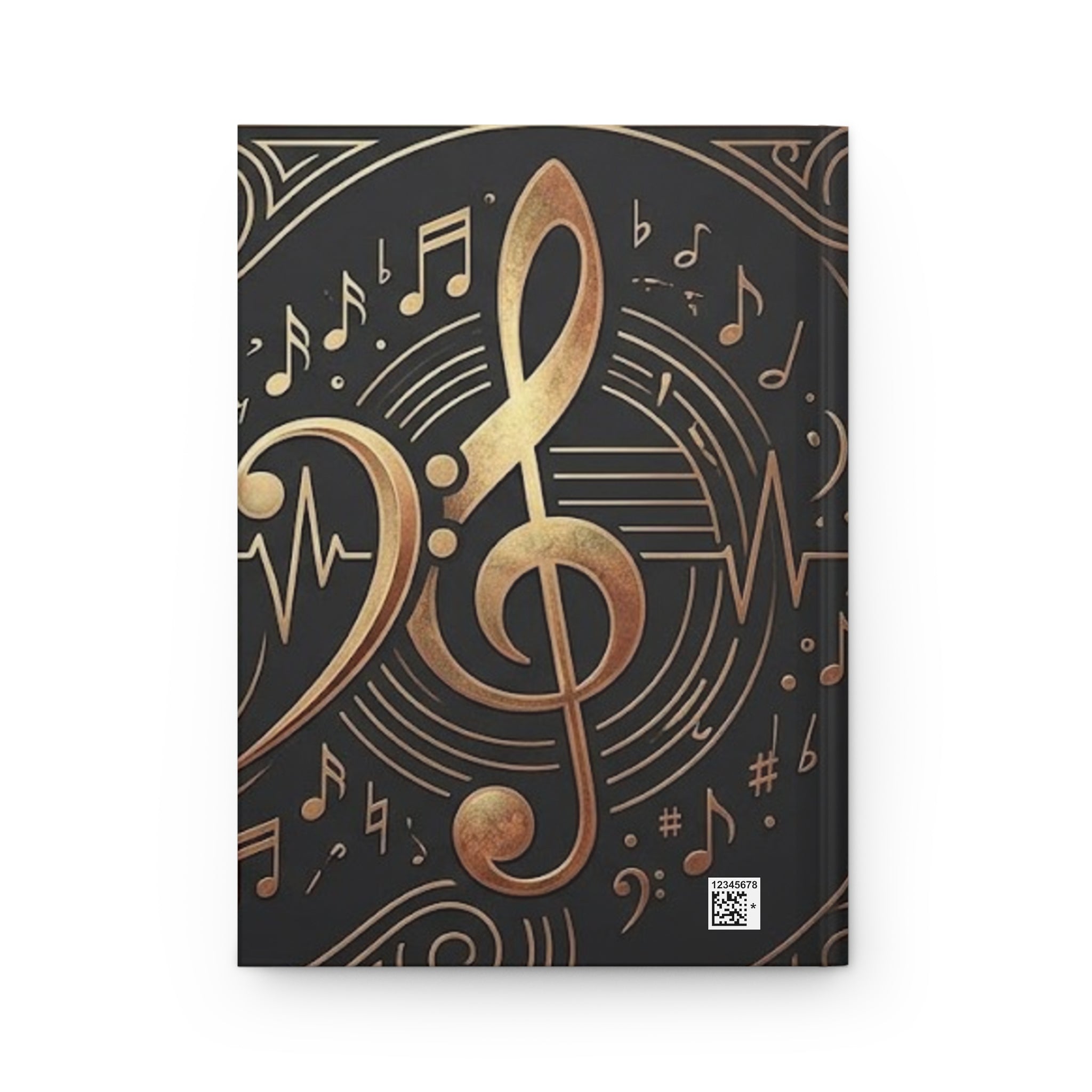Music Notes Hardcover Journal — Gold Treble Clef Matte Notebook for Musicians & Songwriters