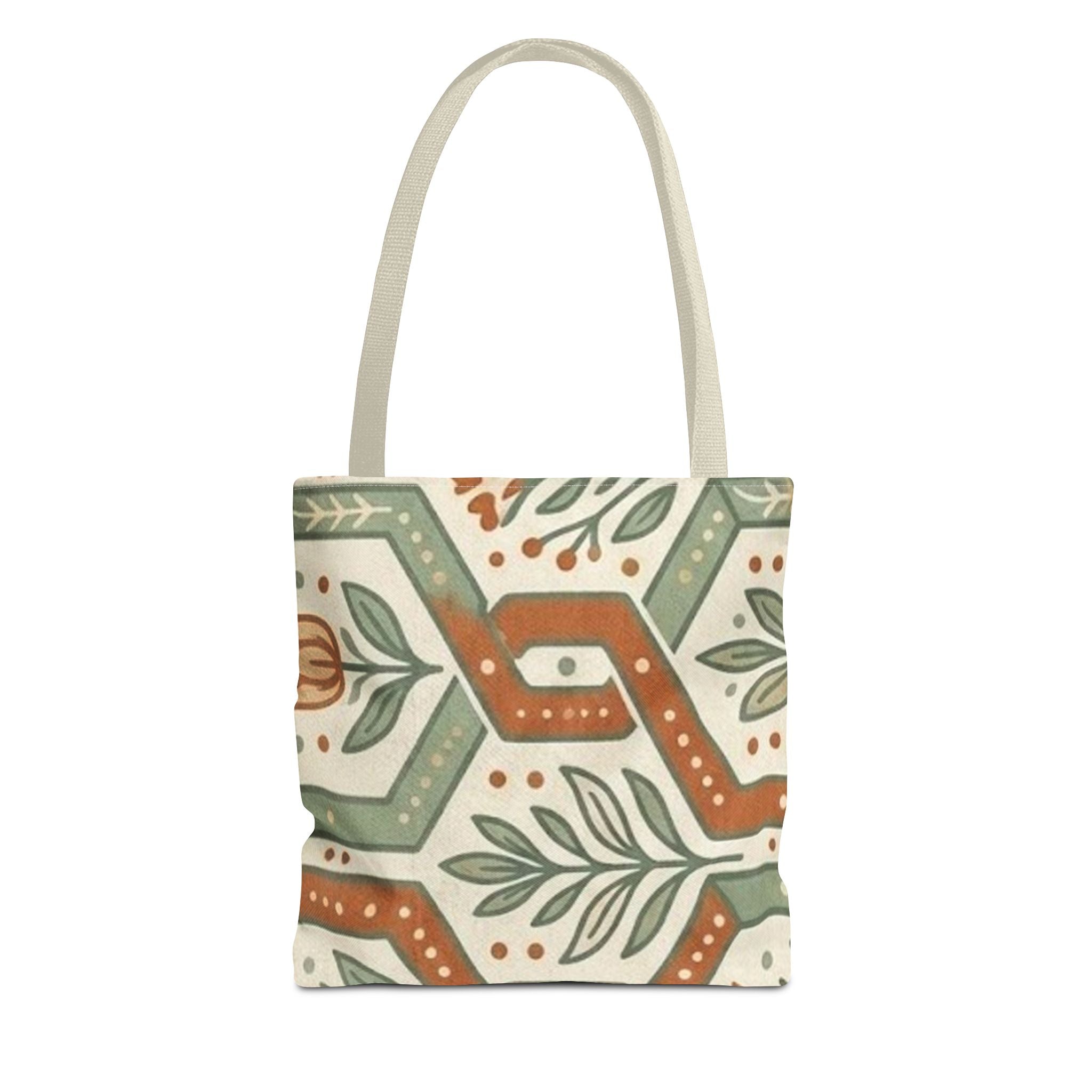 Floral Tile Pattern Tote Bag — Boho Vintage Botanical AOP Tote