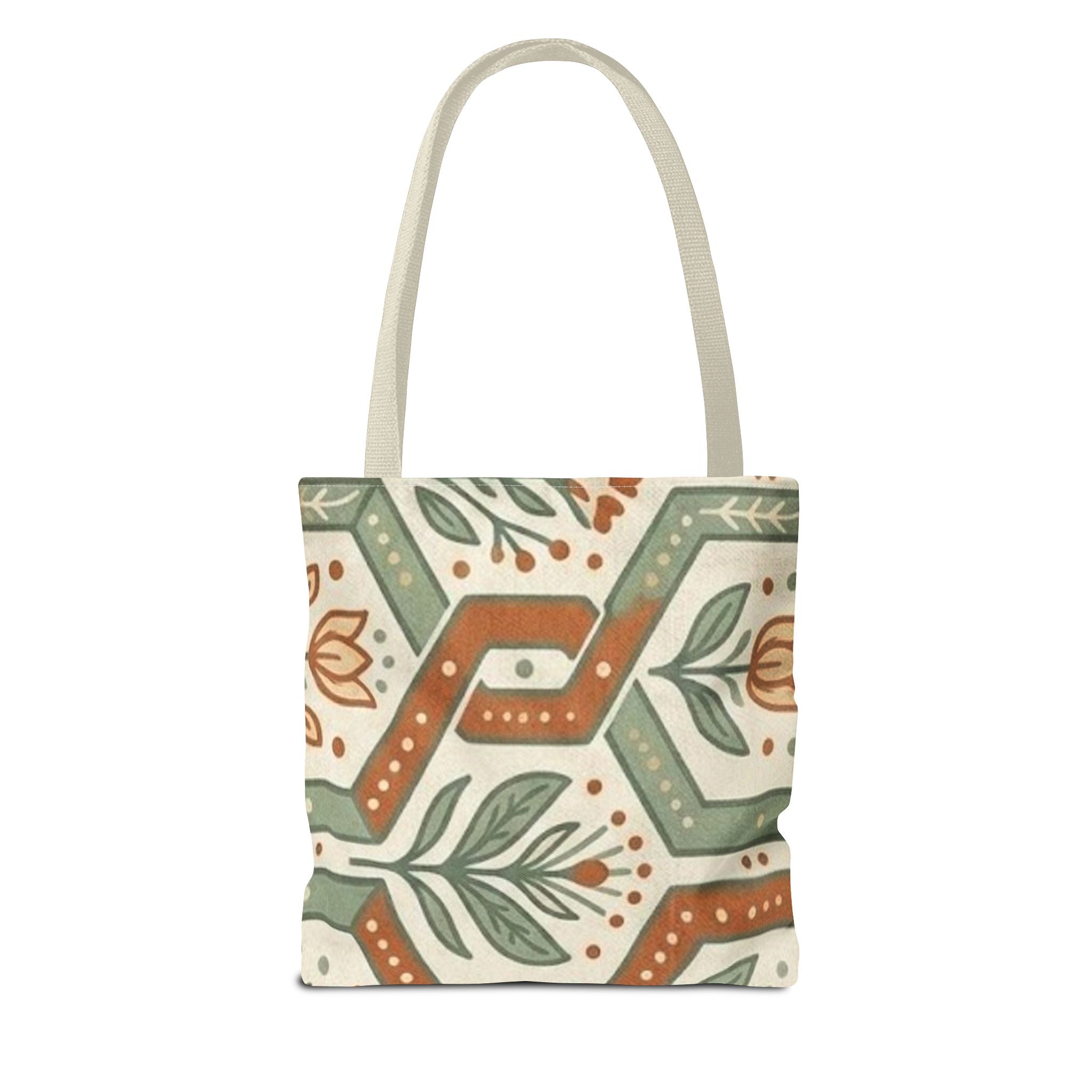Floral Tile Pattern Tote Bag — Boho Vintage Botanical AOP Tote