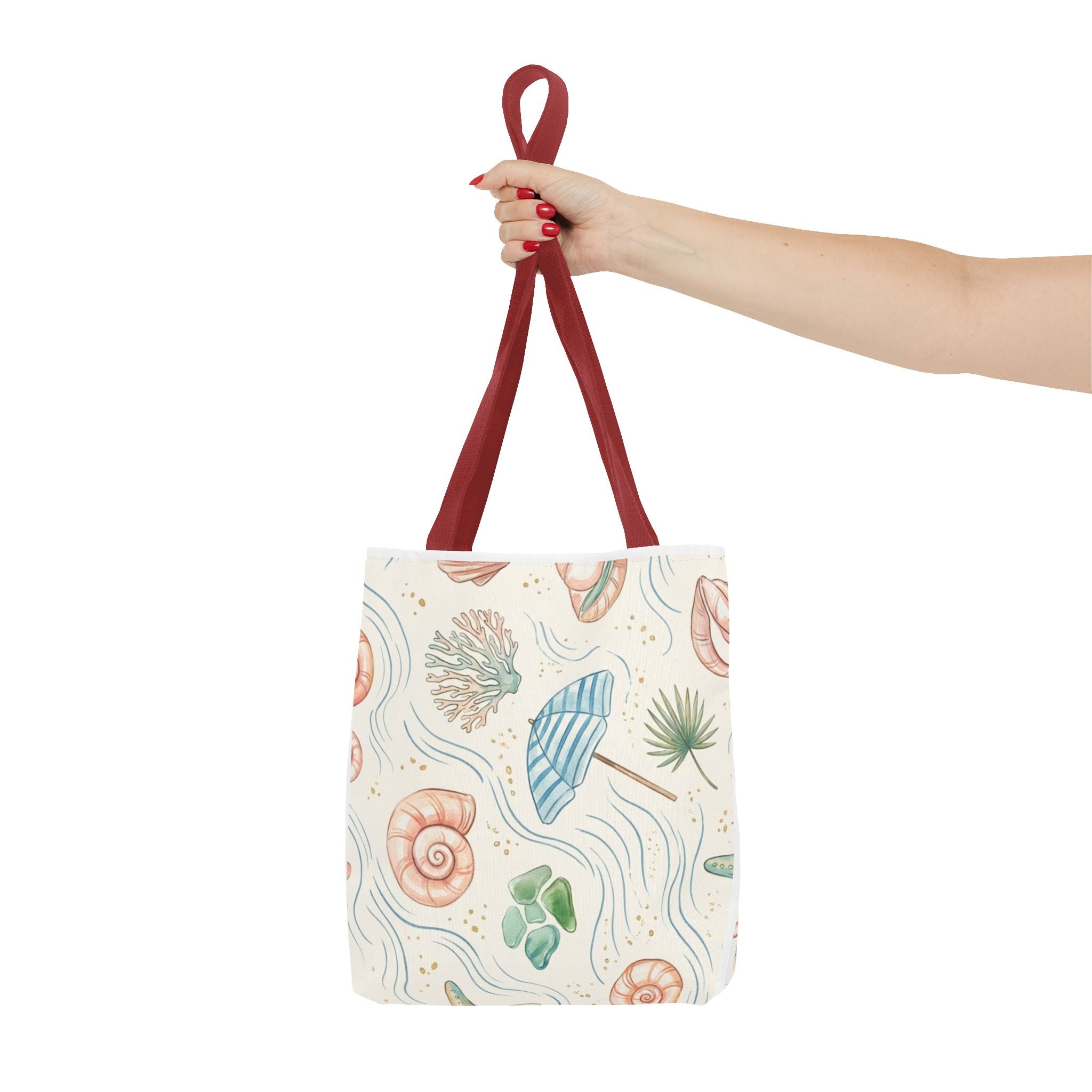 Seashell Beach Tote Bag — Watercolor Starfish & Shells All-Over Print