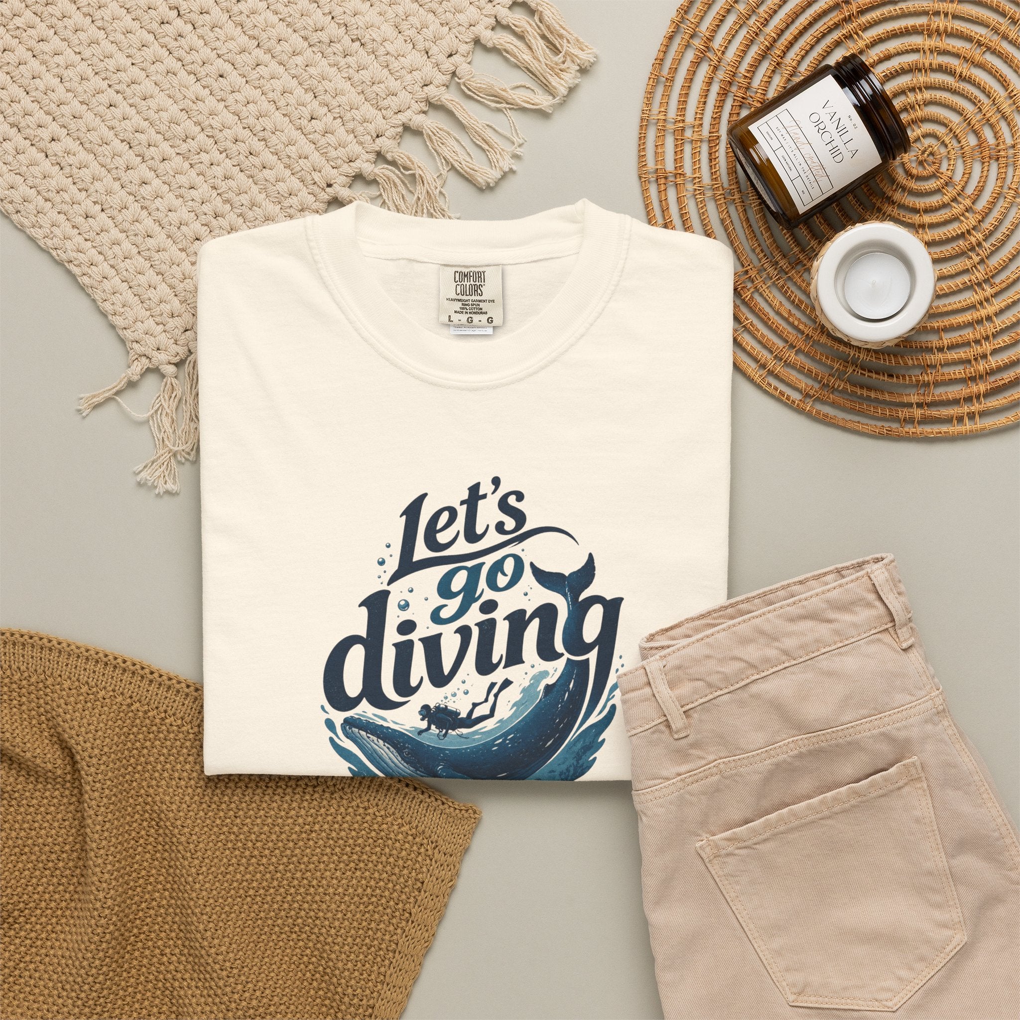 Let's go Diving Graphic T-Shirt — Beachy Summer Water Design
