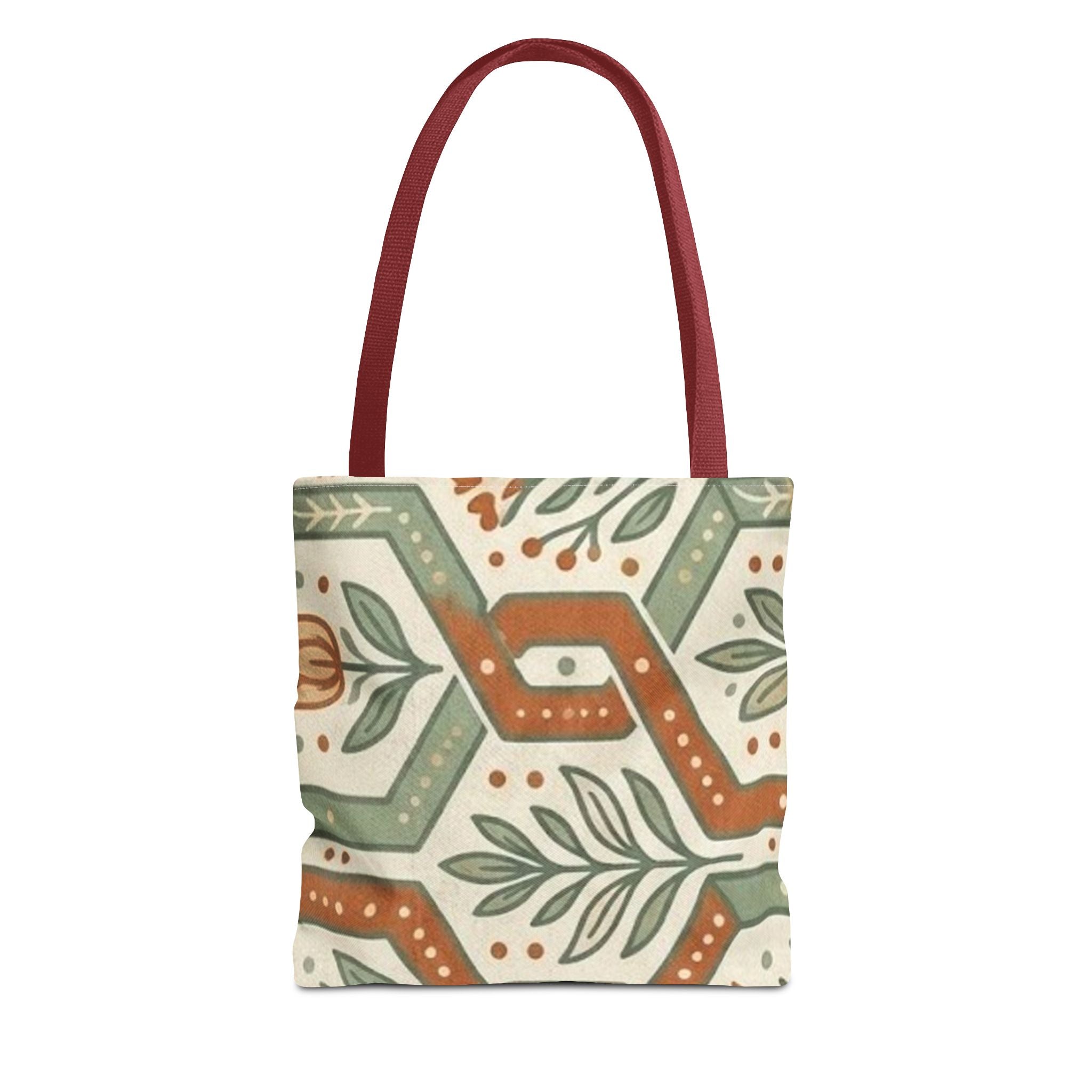 Floral Tile Pattern Tote Bag — Boho Vintage Botanical AOP Tote