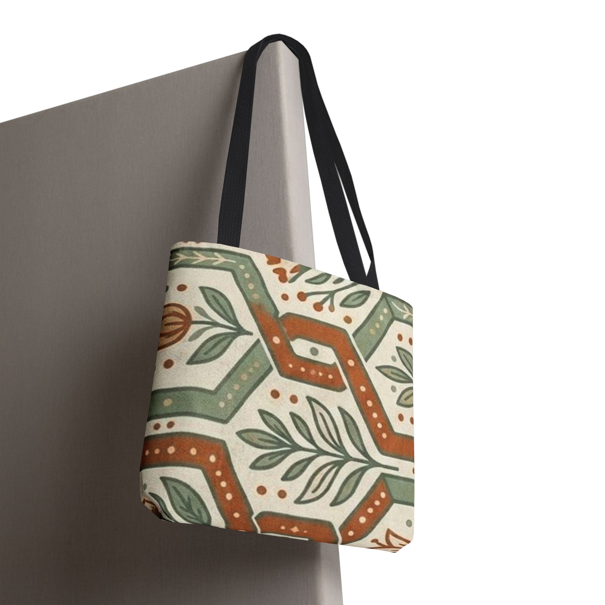 Floral Tile Pattern Tote Bag — Boho Vintage Botanical AOP Tote