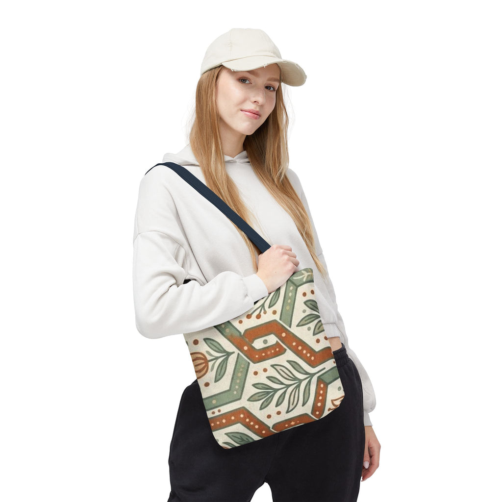 Floral Tile Pattern Tote Bag — Boho Vintage Botanical AOP Tote