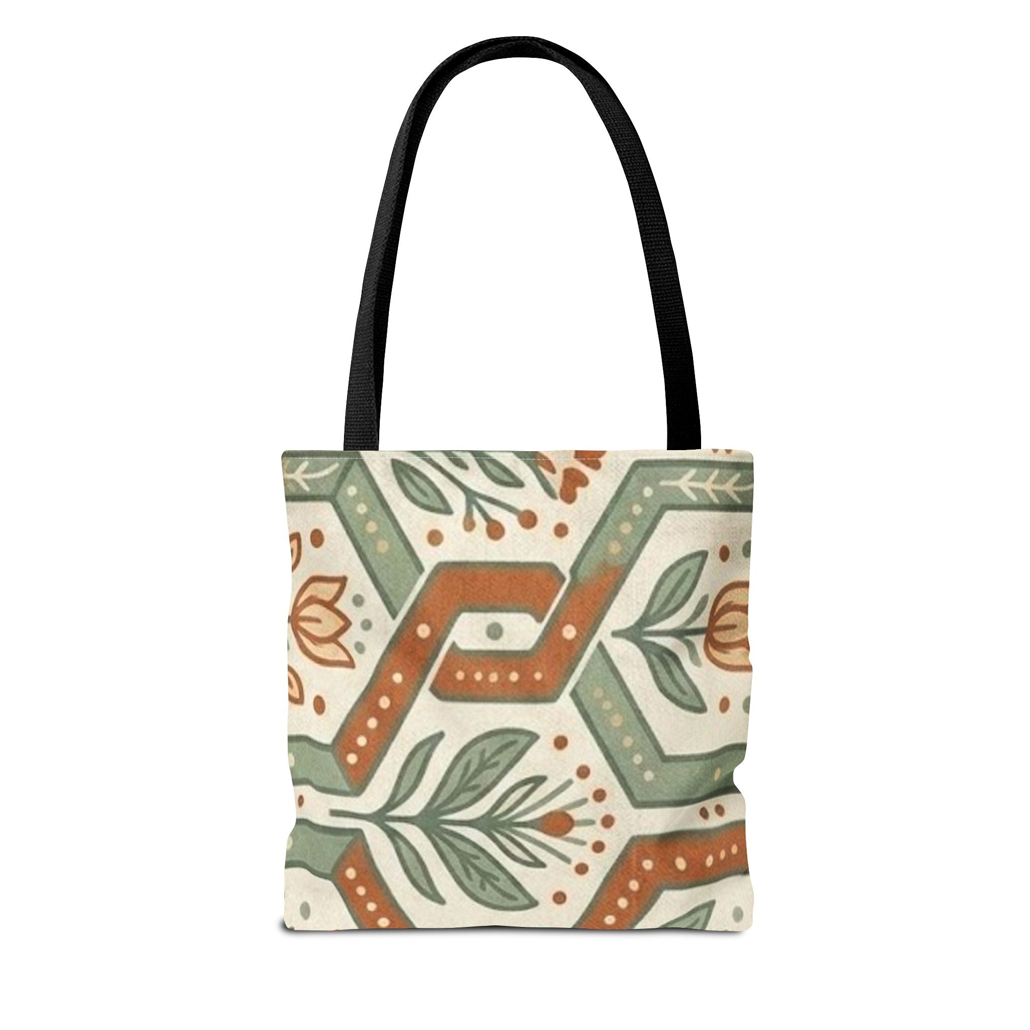 Floral Tile Pattern Tote Bag — Boho Vintage Botanical AOP Tote