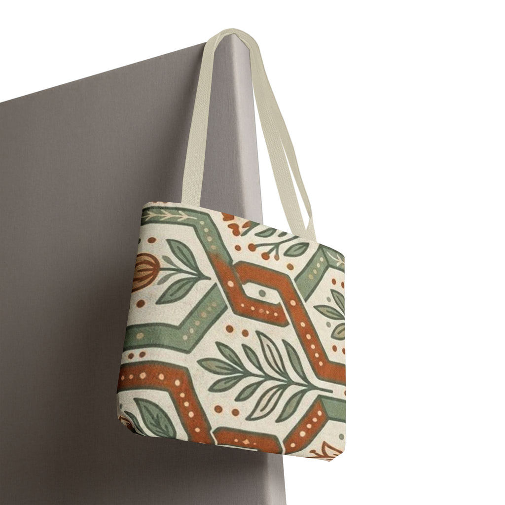 Floral Tile Pattern Tote Bag — Boho Vintage Botanical AOP Tote
