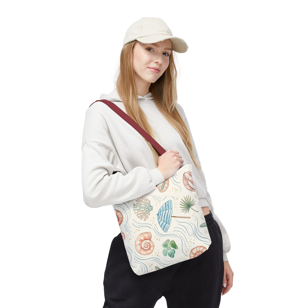 Seashell Beach Tote Bag — Watercolor Starfish & Shells All-Over Print