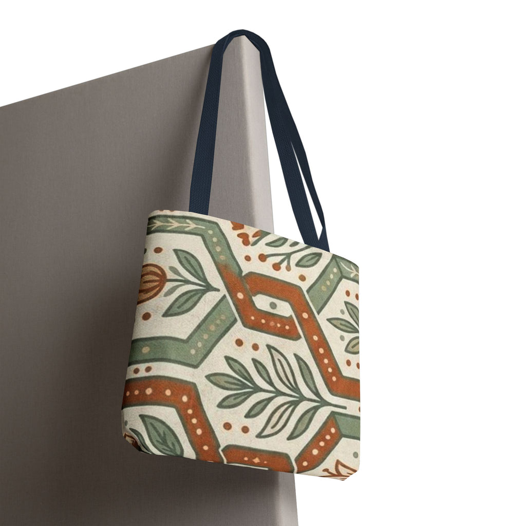 Floral Tile Pattern Tote Bag — Boho Vintage Botanical AOP Tote