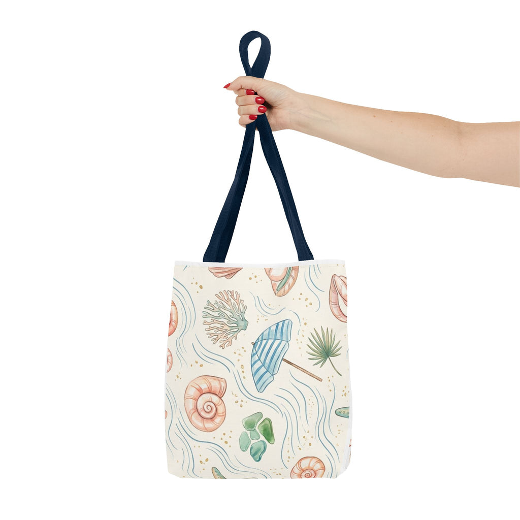 Seashell Beach Tote Bag — Watercolor Starfish & Shells All-Over Print