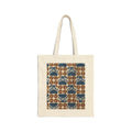 Canvas Tote Bag — Blue & Brown Retro Paw Print Pattern