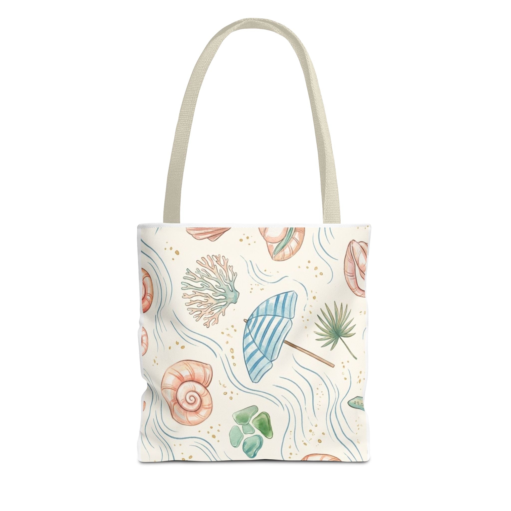 Seashell Beach Tote Bag — Watercolor Starfish & Shells All-Over Print