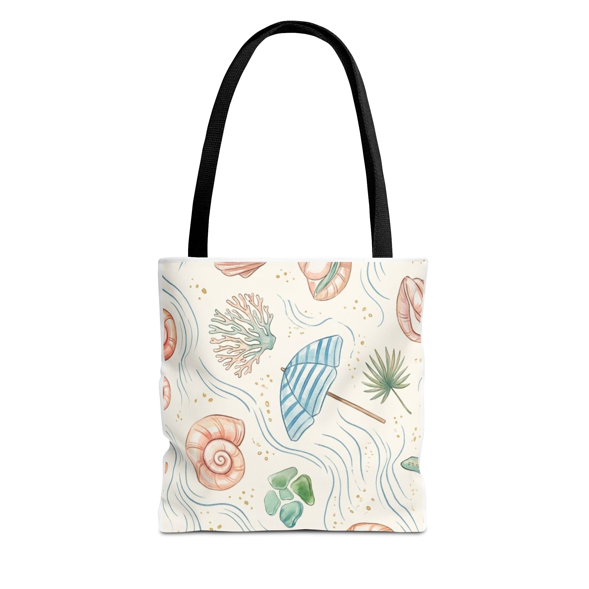 Seashell Beach Tote Bag — Watercolor Starfish & Shells All-Over Print