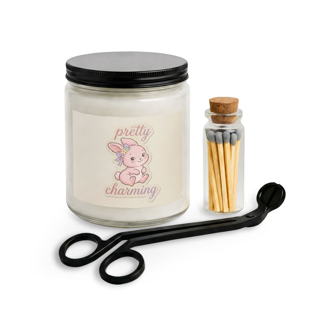 Pretty Charming Bunny Candle Set — Jar Candle with Matches & Wick Trimmer