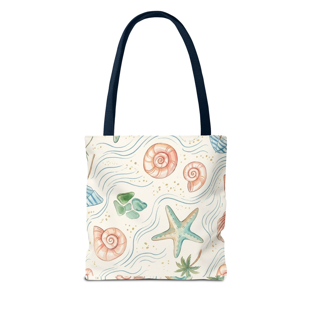 Seashell Beach Tote Bag — Watercolor Starfish & Shells All-Over Print