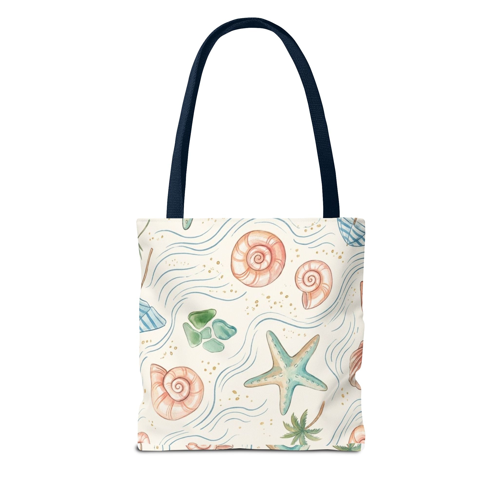 Seashell Beach Tote Bag — Watercolor Starfish & Shells All-Over Print