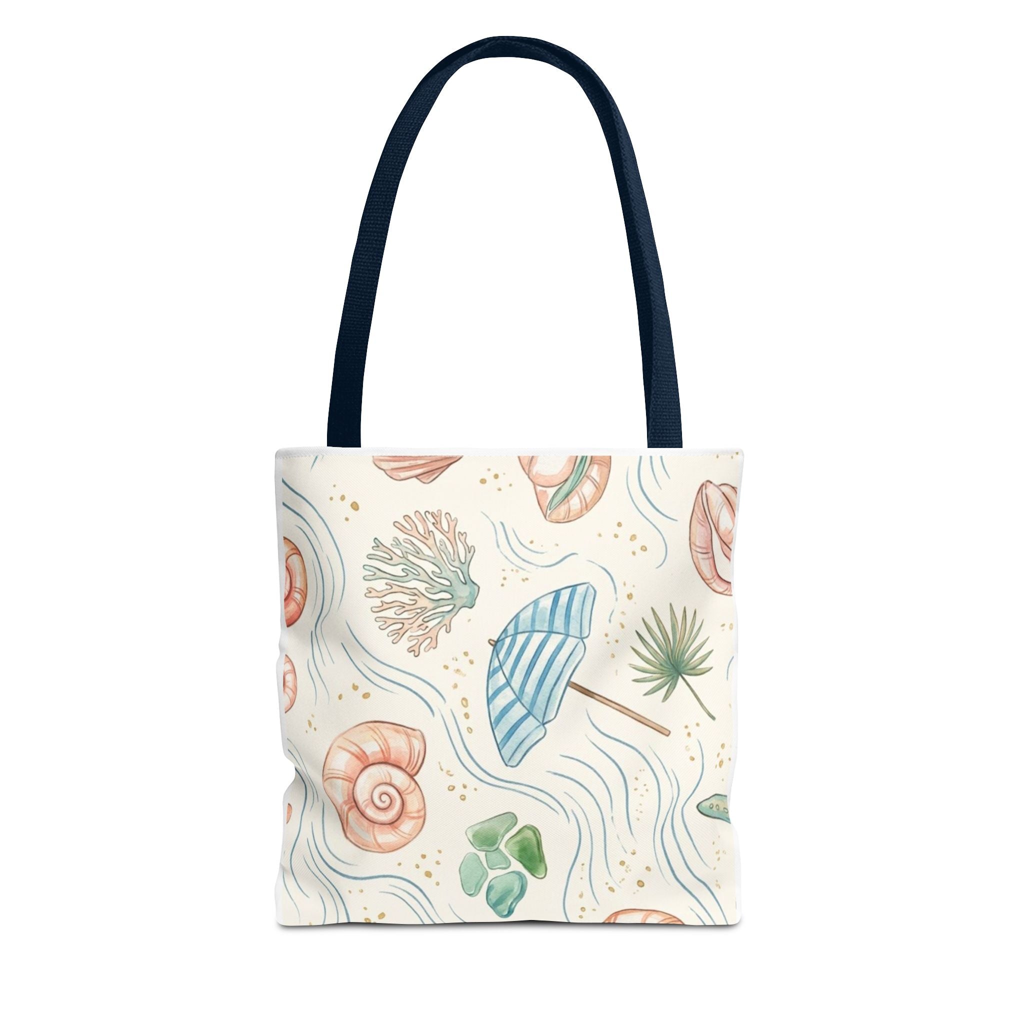 Seashell Beach Tote Bag — Watercolor Starfish & Shells All-Over Print