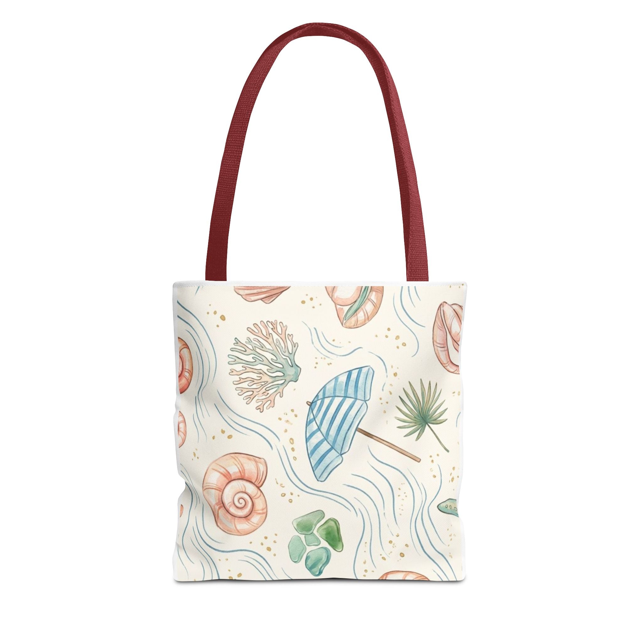 Seashell Beach Tote Bag — Watercolor Starfish & Shells All-Over Print