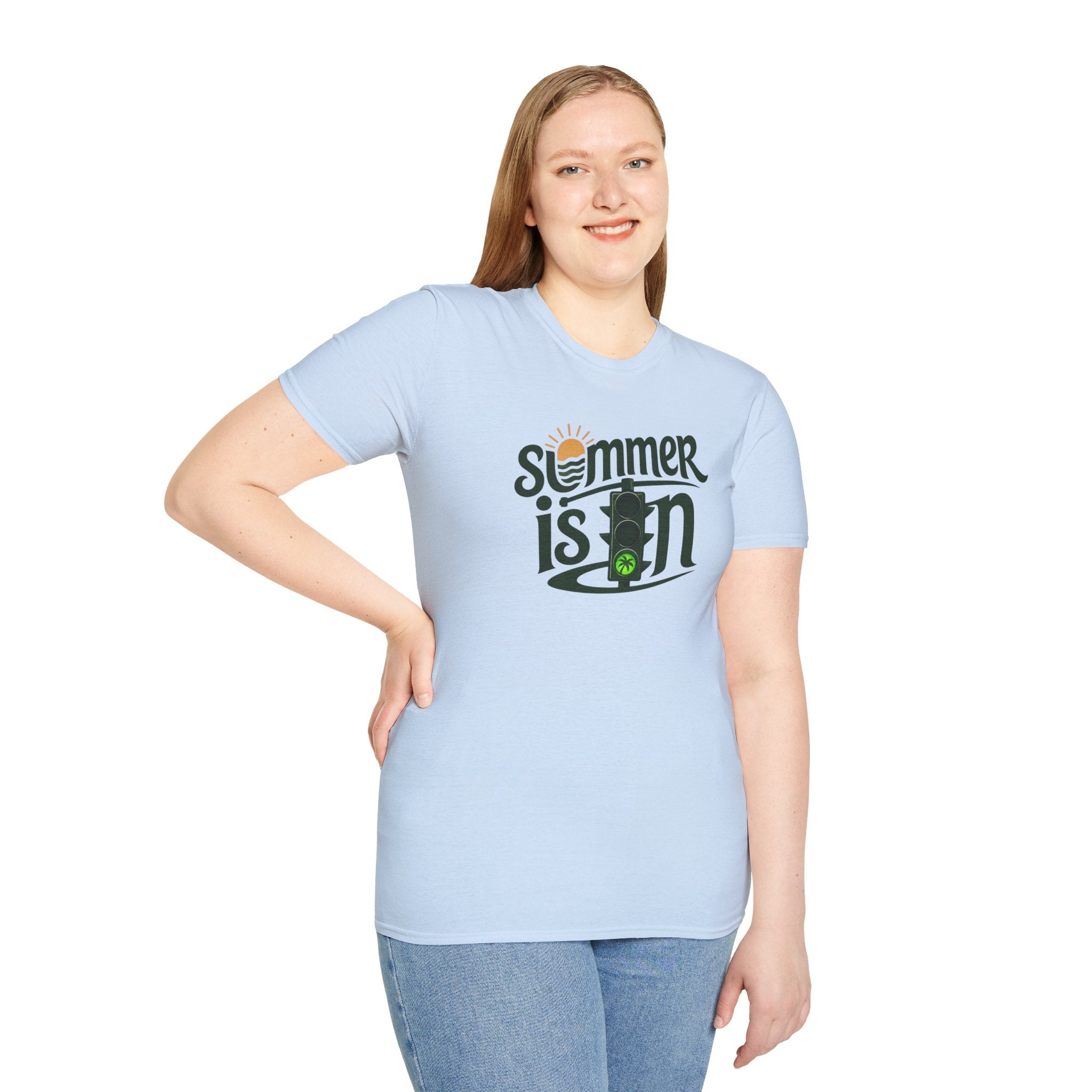 Summer Is On T-Shirt — Retro Traffic Light Sun Graphic Tee