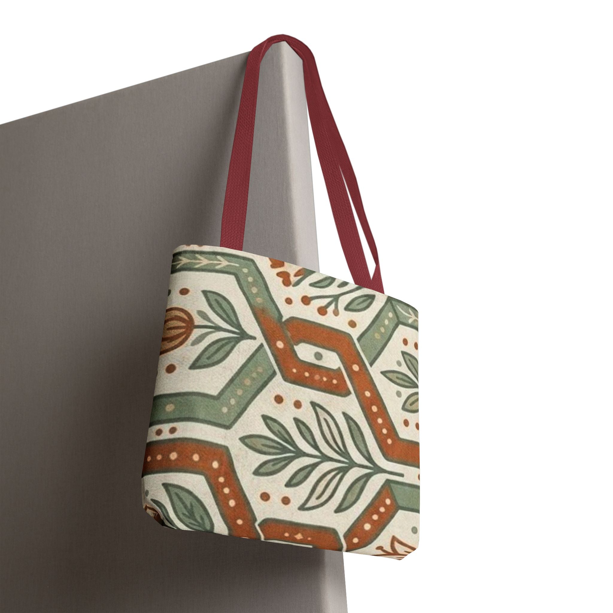 Floral Tile Pattern Tote Bag — Boho Vintage Botanical AOP Tote