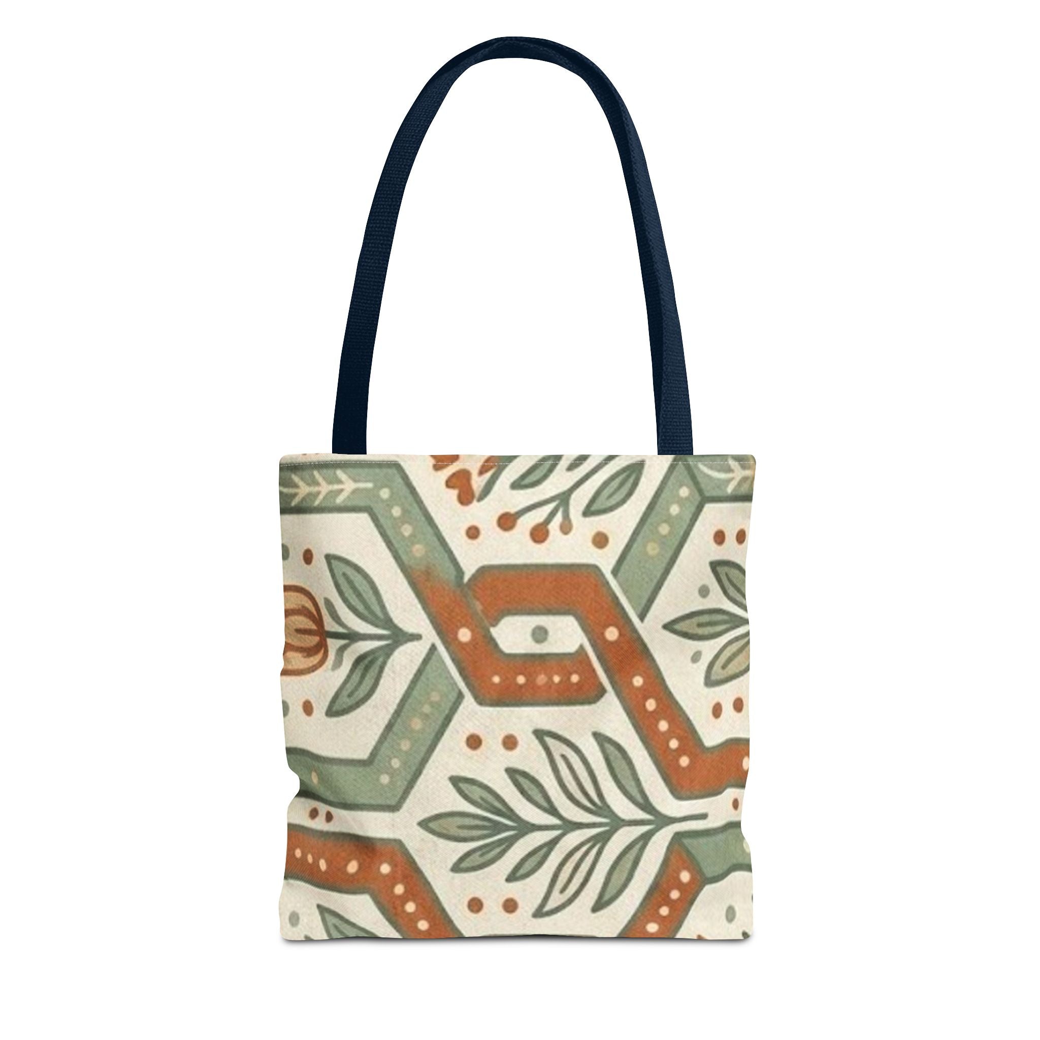 Floral Tile Pattern Tote Bag — Boho Vintage Botanical AOP Tote