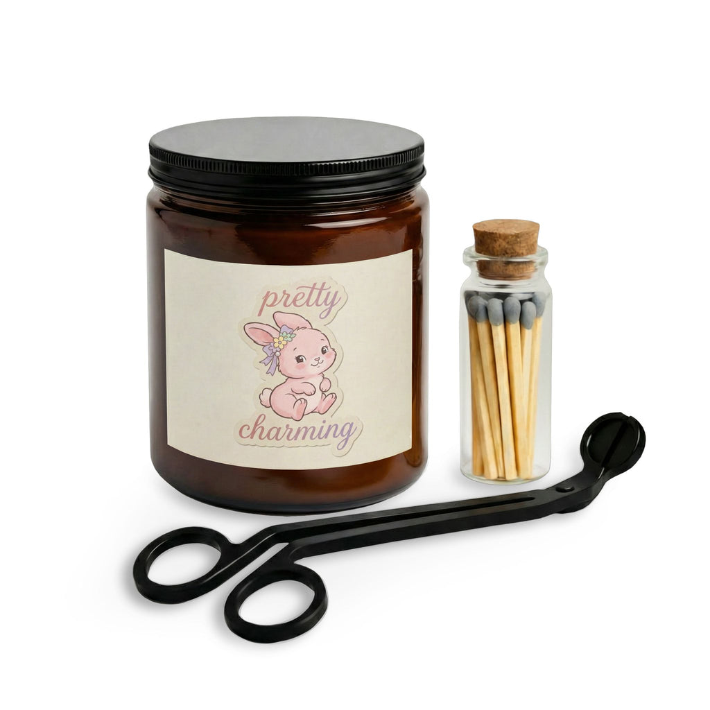 Pretty Charming Bunny Candle Set — Jar Candle with Matches & Wick Trimmer