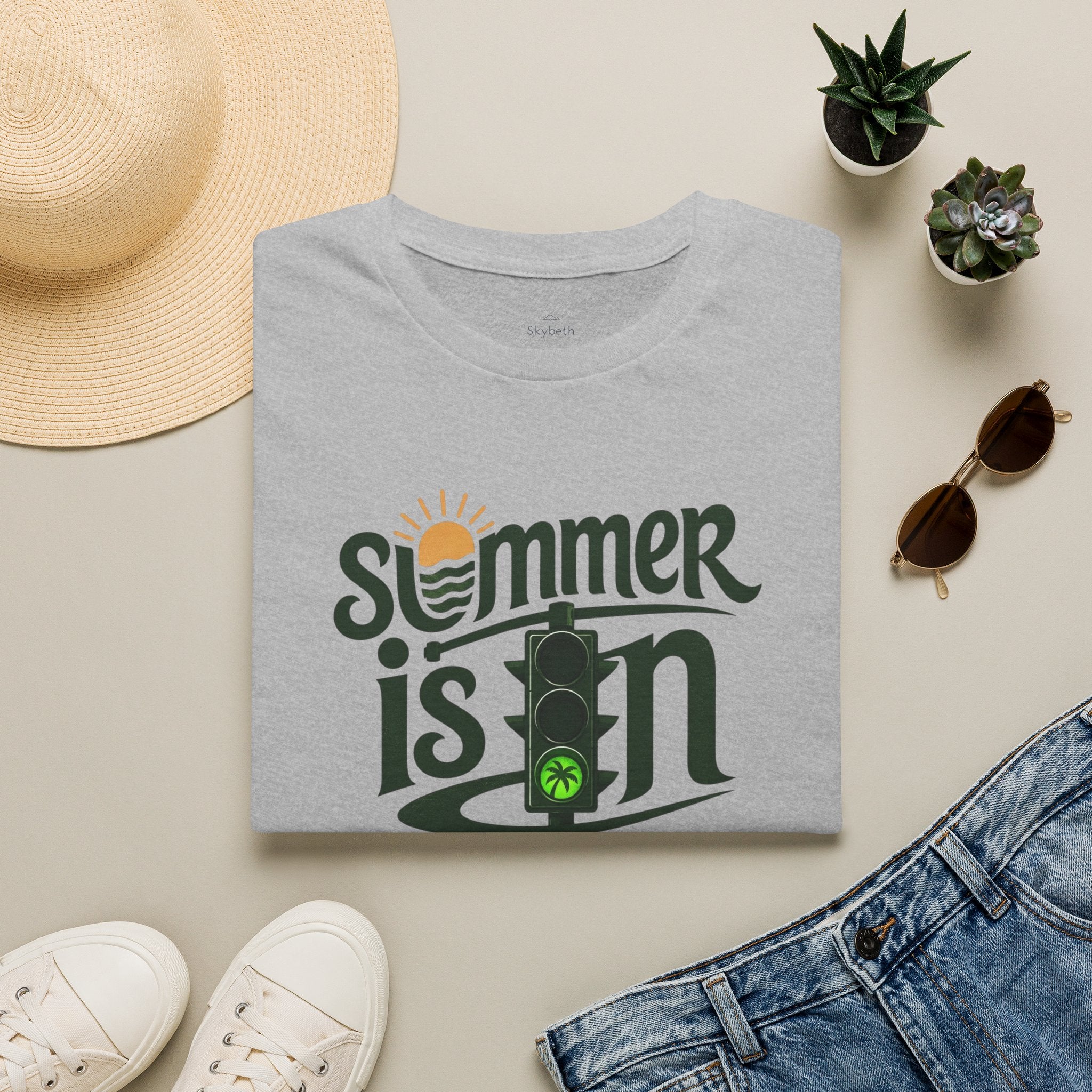 Summer Is On T-Shirt — Retro Traffic Light Sun Graphic Tee